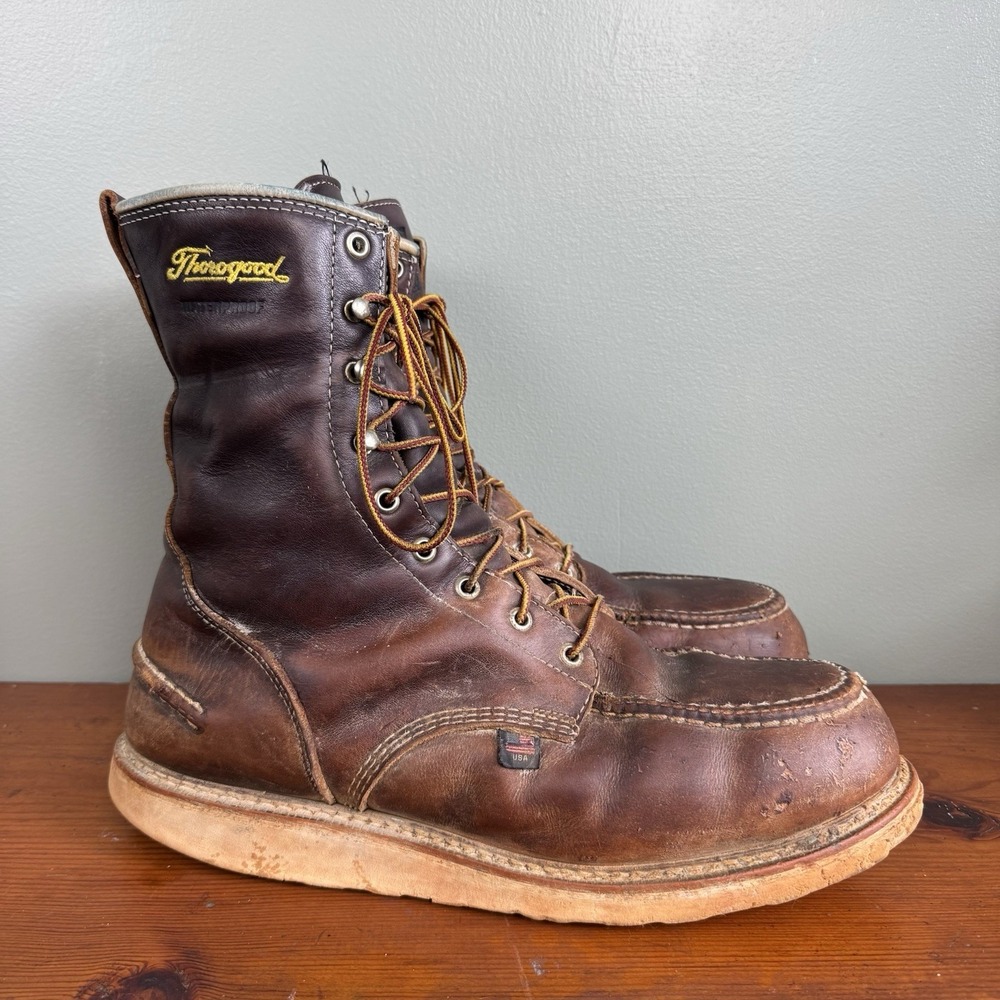Thorogood 804-3800 Men's 8" Leather WP Moc Steel Safety Toe Work Boot‎ Sz 13 EE